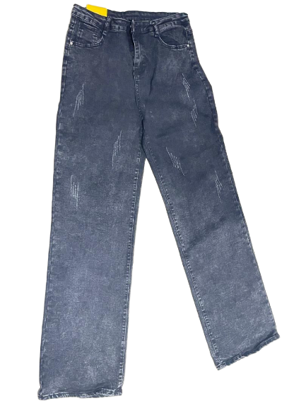 Distressed Dark Wash Wide Leg Jeans