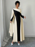 Pleated Color Cape Dress